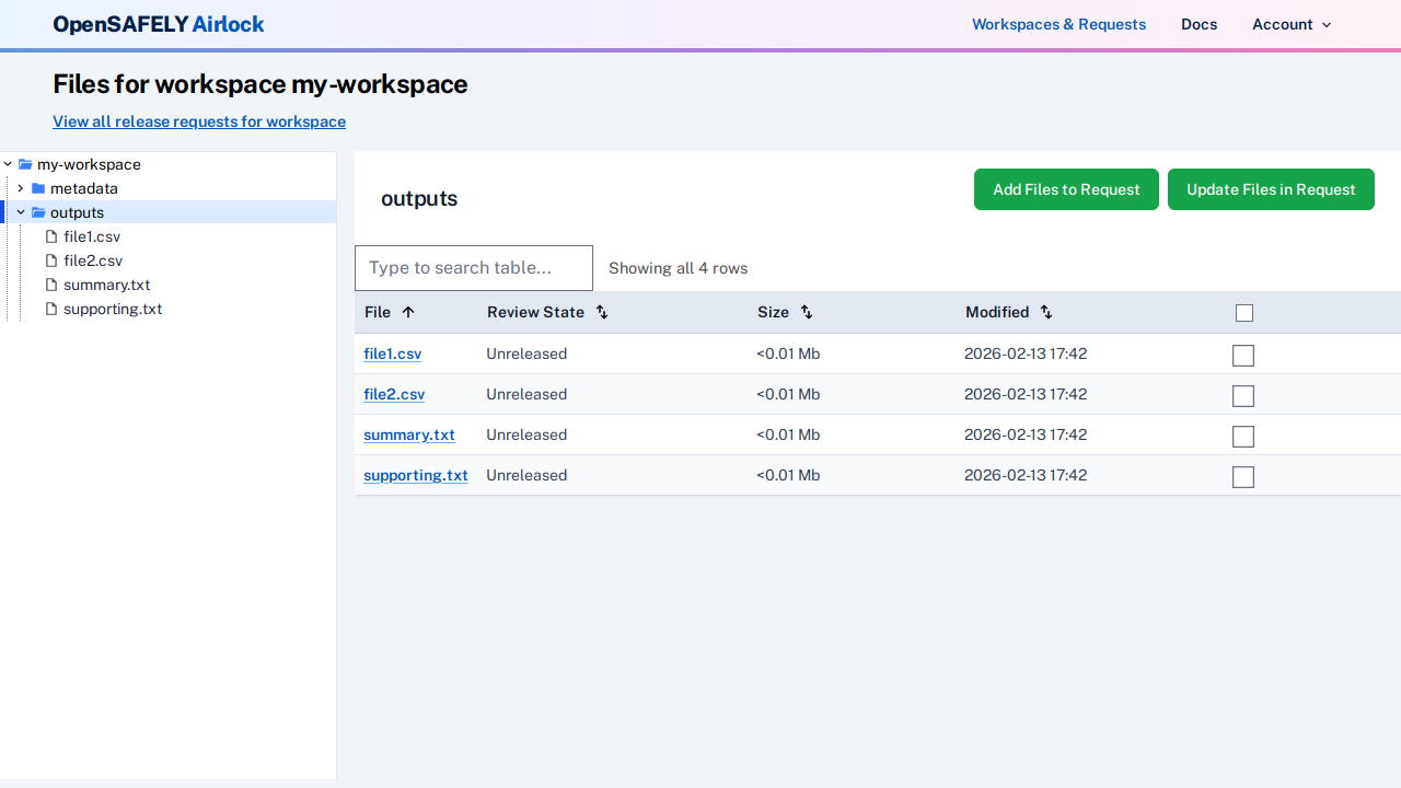Workspace directory view